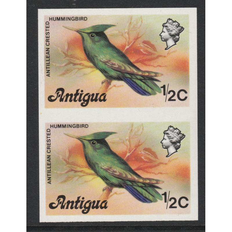 Antigua 1976  CRESTED HUMMINGBIRD 1.2c  imperf pair mnh