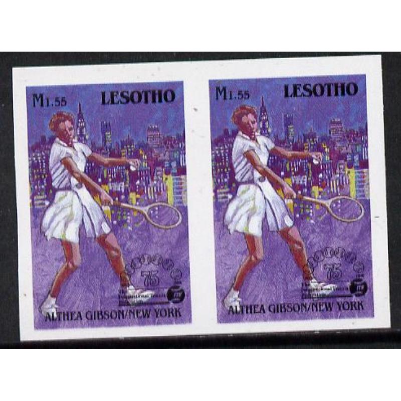 Lesotho 1988 TENNIS - ALTHEA GIBSON IMPERF PROOF PAIR mnh