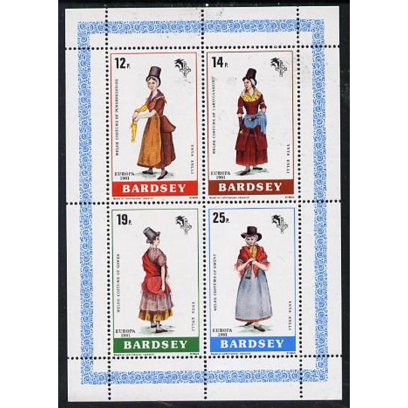 Bardsey 1981  EUROPA - WELSH COSTUMES perf set of 4 mnh