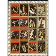Ajman 1972   PAINTINGS  OF  NUDES  Complete sheet of 16 mnh