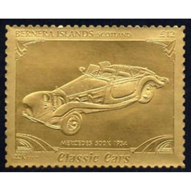 Bernera 1985 Classic Cars - MERCEDES  £12 in gold foil mnh
