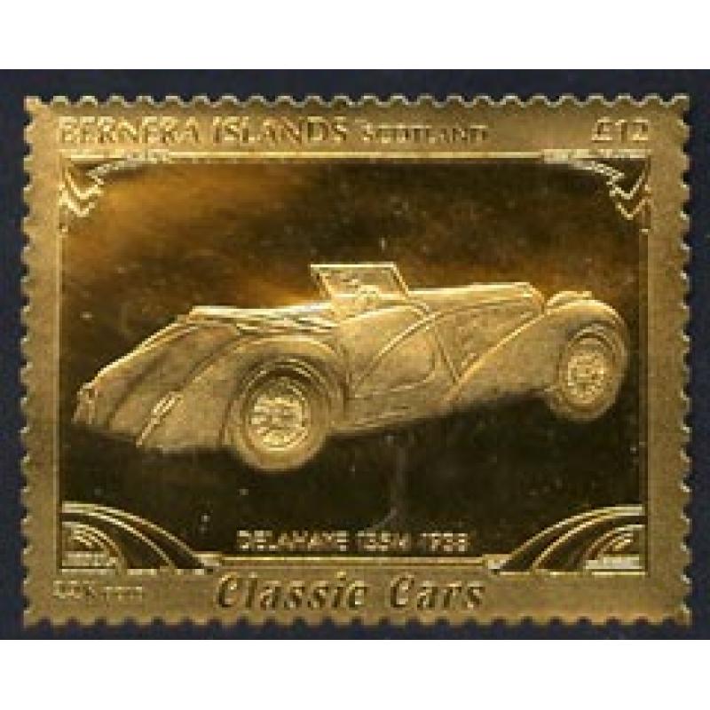 Bernera 1985 Classic Cars - DELAHAYE  £12 in gold foil mnh