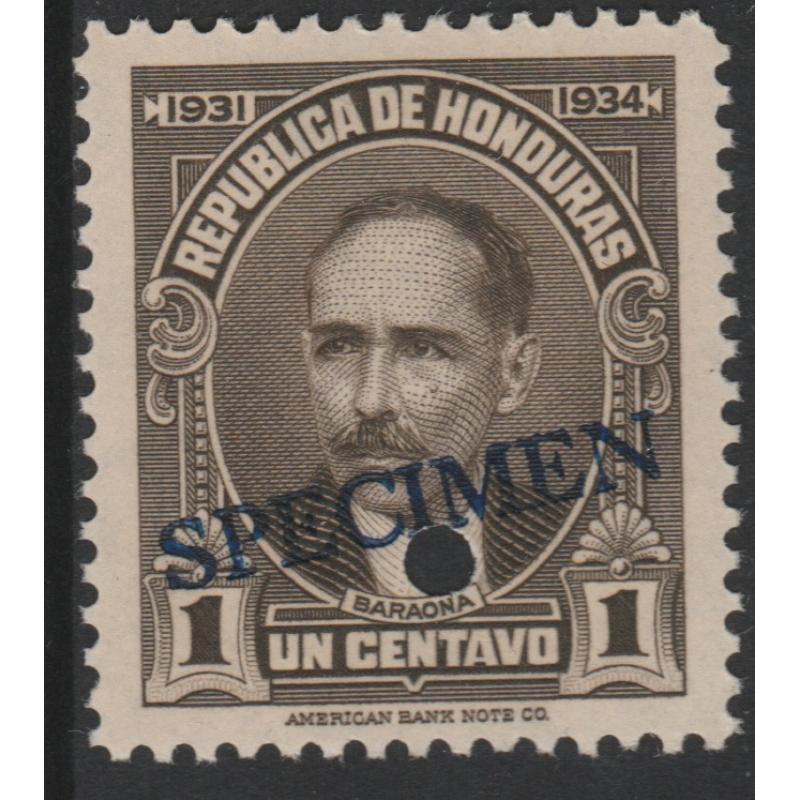 Honduras 1931  Pres Baraona 1c  SPECIMEN - ex ABN Co Archives