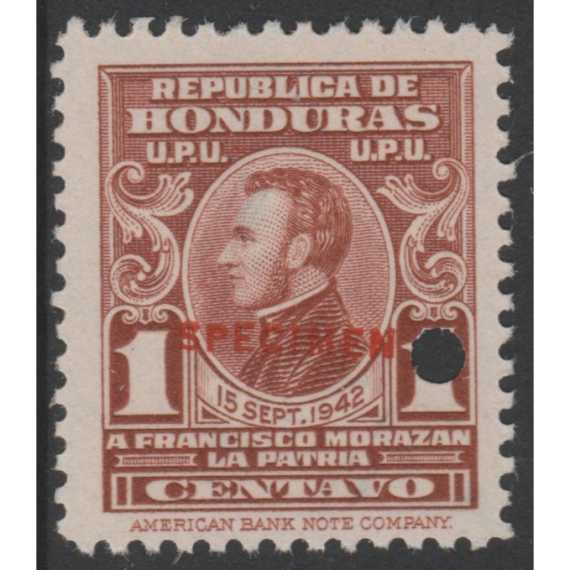 Honduras 1941 OBLIGATORY TAX  1c SPECIMEN ex ABN archives