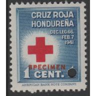 Honduras 1941 OBLIGATORY TAX - RED CROSS SPECIMEN mnh
