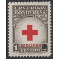 Honduras 1945 TAX - RED CROSS 1c SPECIMEN ex ABN archives