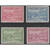 USA 1940 OLYMPIC FUND PERF LABELS set of 4 mnh