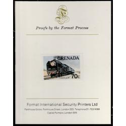 Grenada 1982 TRAINS - FLECHE D&#039;OR mperf on FORMAT INTERNATIONAL PROOF CARD