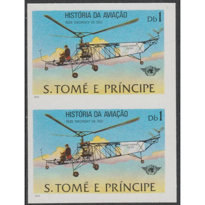St Thomas & Prince 1979 AVIATION HISTORY 1DB imperf PROOF PAIR