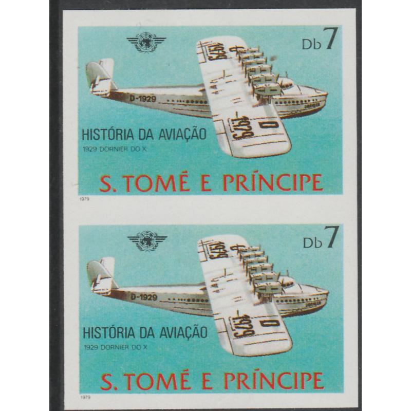 St Thomas & Prince 1979 AVIATION HISTORY 7DB imperf PROOF PAIR