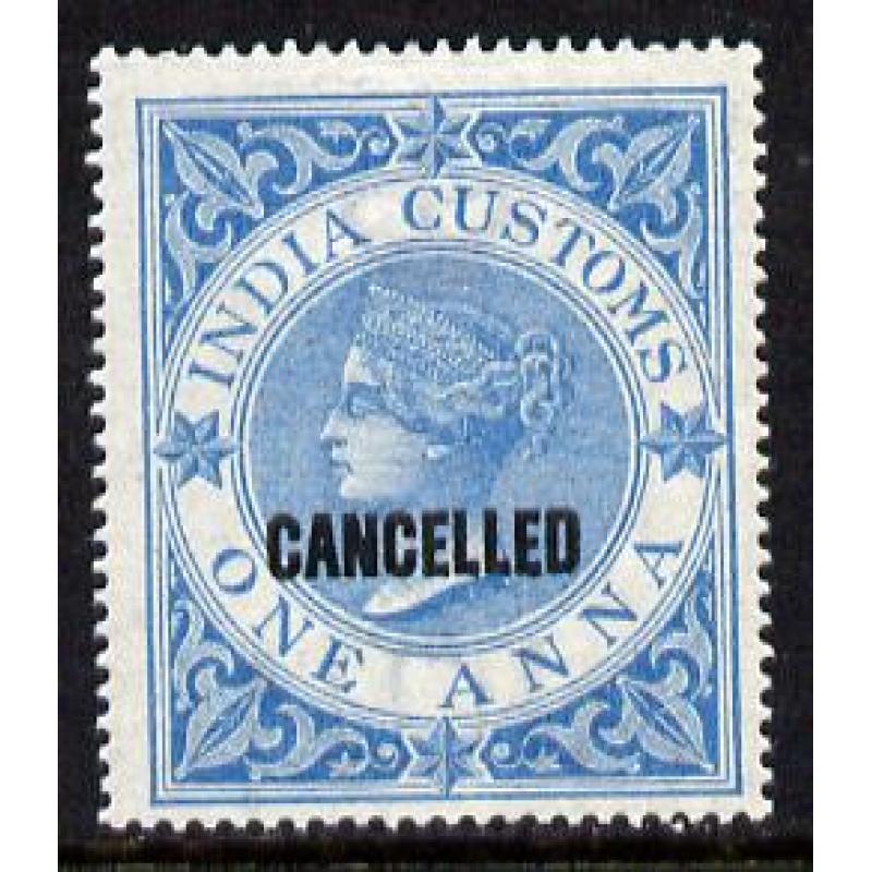 India 1860 CUSTOMS 1a opt&#039;d CANCELLED mnh