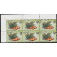 Belize 1984 SEA FANS 10c BLOCK of 6 with MASSIVE VARIETY mnh