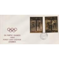 Zambia 1984 OLYMPICS  x 2 GOLD VALUES on First Day Cover