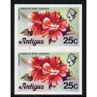 Antigua 1976  HIBISCUS 25c  imperf pair mnh