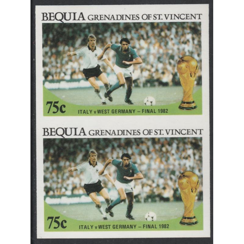 St Vincent Bequia WORLD CUP FOOTBALL  (Italy v W Germany) - IMPERF PAIR mnh