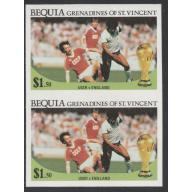 St Vincent Bequia WORLD CUP FOOTBALL  (USSR v England) - IMPERF PAIR mnh