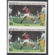 St Vincent Bequia WORLD CUP FOOTBALL  (England) - IMPERF PAIR mnh