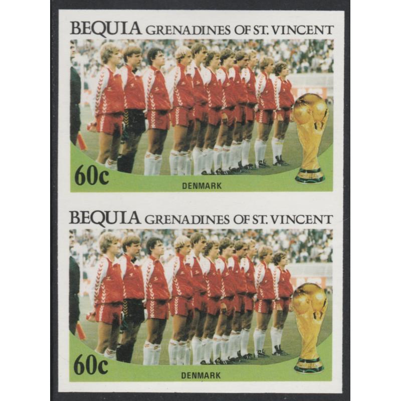St Vincent Bequia WORLD CUP FOOTBALL  (Denmark) - IMPERF PAIR mnh