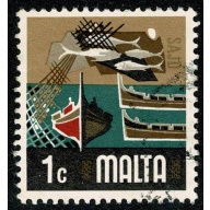 Malta. 1973-76 issue. 1c "Fishing Industry". Fine used. SG 490