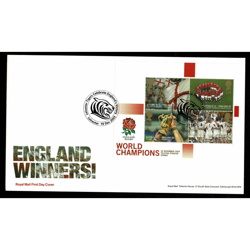 2003 Rugby World Cup Victory. Leicester Tigers Celebrate Handstamp 19th December 2003