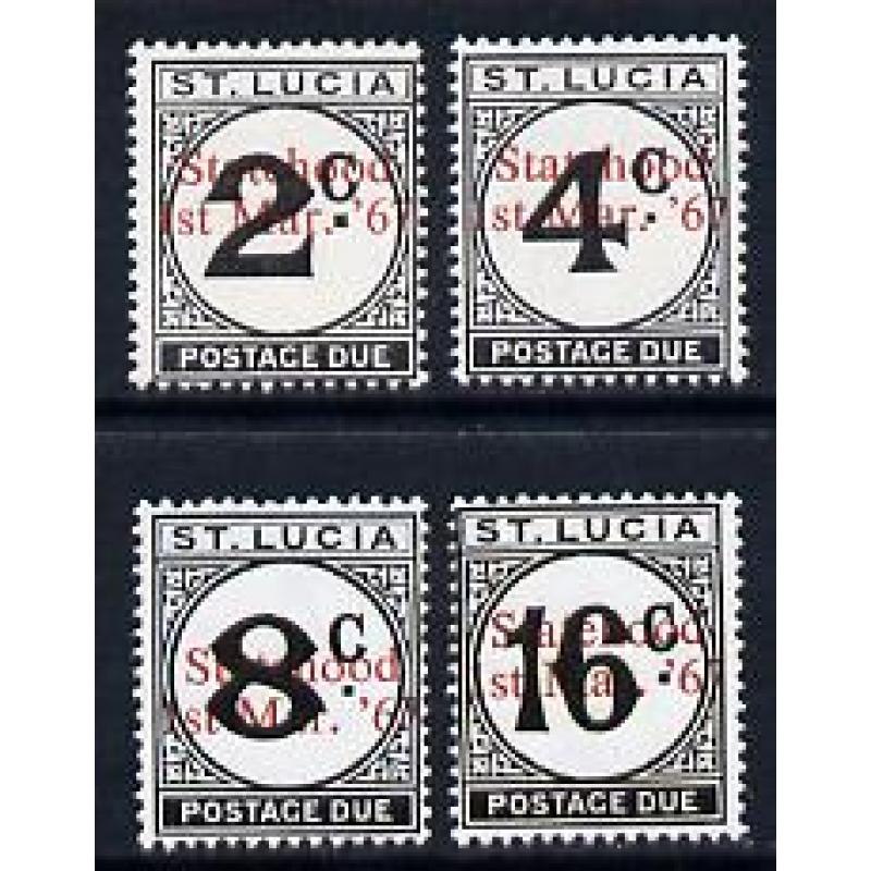 St Lucia 1967 POSTAGE DUE set of 4 with STATEHOOD OPT mnh