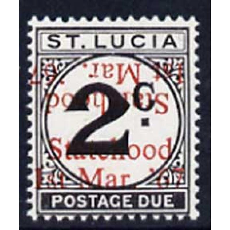 St Lucia 1967 POSTAGE DUE 2c with STATEHOOD OPT DOUBLED mnh