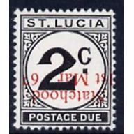 St Lucia 1967 POSTAGE DUE 2c with STATEHOOD OPT INVERTED mnh