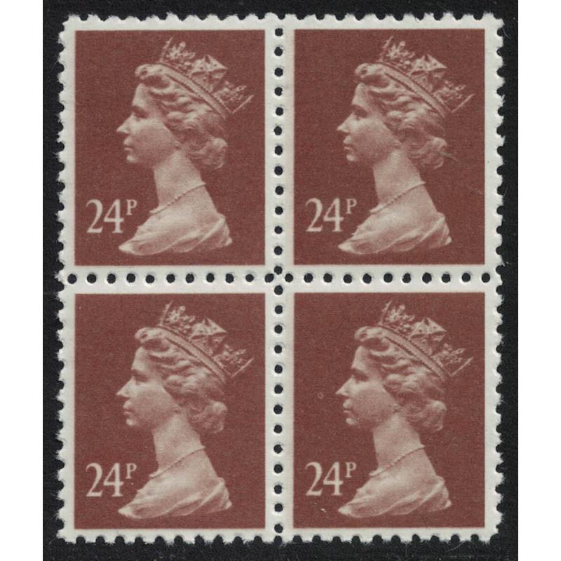 c1993 SGX969 24p Chestnut FORGERY block of 4. Unmounted mint (Ref 23)