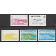 Grenada 1975 YACHTS $5 VIEW from LIGHTHOUSE set of PROGRESSIVE PROOFS mnh