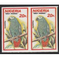 Nigeria 1990 WILDLIFE - GREY PARROT  MPERF PAIR mnh