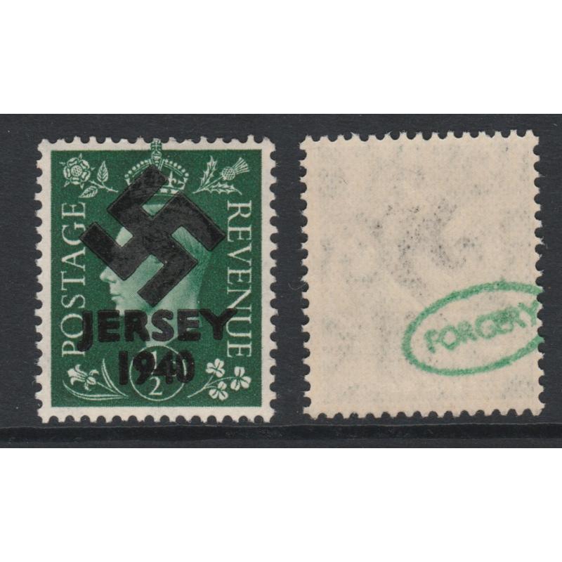 Jersey 1940 SWASTIKA OVERPRINT on KG6 1/2d def - FORGERY mnh