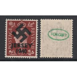 Jersey 1940 SWASTIKA OVERPRINT on KG6 1.5d def - FORGERY mnh