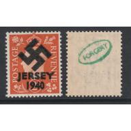 Jersey 1940 SWASTIKA OVERPRINT on KG6 2d def - FORGERY mnh