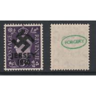 Jersey 1940 SWASTIKA OVERPRINT on KG6 3d def - FORGERY mnh