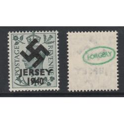 Jersey 1940 SWASTIKA OVERPRINT on KG6 4d def - FORGERY mnh