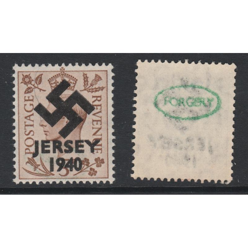 Jersey 1940 SWASTIKA OVERPRINT on KG6 5d def - FORGERY mnh