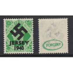 Jersey 1940 SWASTIKA OVERPRINT on KG6 7d def - FORGERY mnh