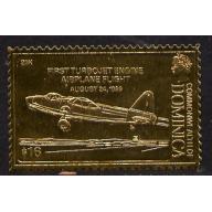 Dominica 1978 HISTORY of AVIATION - FIRST TURBOJET in gold