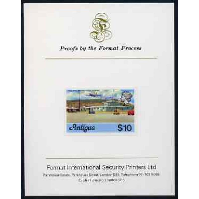 Antigua 1976 COOLIDGE AIRPORT $10  imperf on FORMAT INTERNATIONAL PROOF CARD