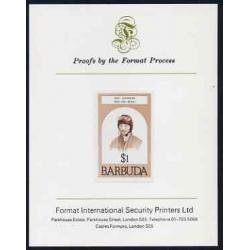 Barbuda 1981 AMY JOHNSON  imperf on FORMAT INTERNATIONAL PROOF CARD