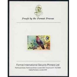 Antigua 1976 RED-NECKED PIGEON 4c  imperf on FORMAT INTERNATIONAL PROOF CARD