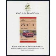 St Lucia 1984 FORD MUSTANG imperf on FORMAT INTERNATIONAL PROOF CARD