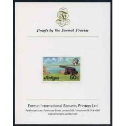 Antigua 1976  CANNON 50c  imperf on FORMAT INTERNATIONAL PROOF CARD
