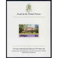Antigua 1976  GOVERNMENT HOUSE $5  imperf on FORMAT INTERNATIONAL PROOF CARD