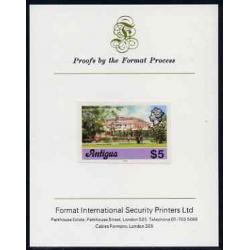 Antigua 1976  GOVERNMENT HOUSE $5  imperf on FORMAT INTERNATIONAL PROOF CARD