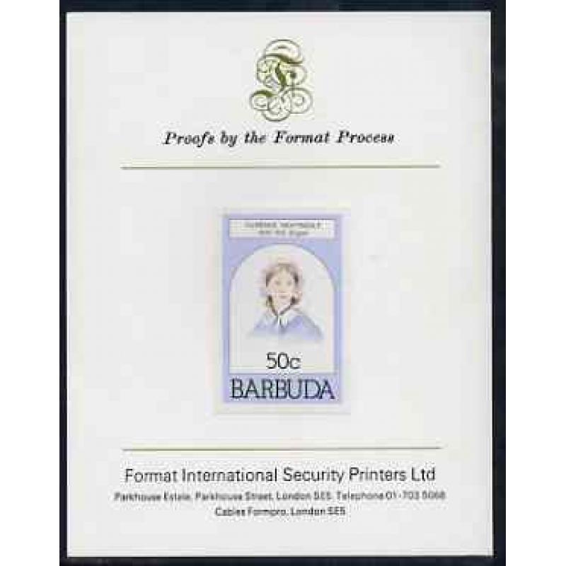 Barbuda 1981  FLORENCE NIGHTINGALE  imperf on FORMAT INTERNATIONAL PROOF CARD
