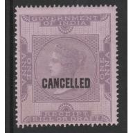 India 1860 RECEIPT BILL or DRAFT opt&#039;d CANCELLED mnh