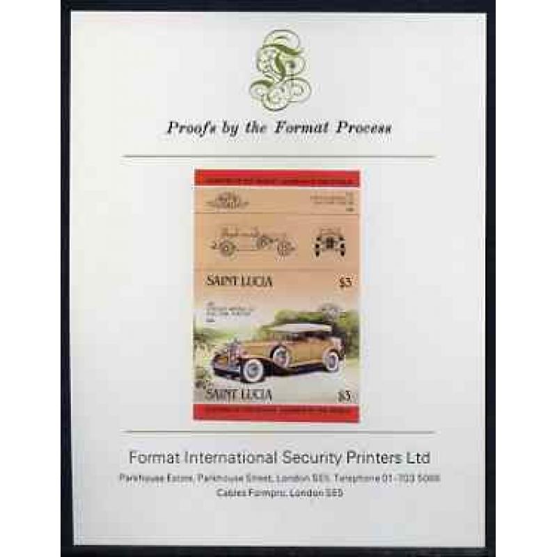 St Lucia 1984 CHRYSTLER IMPERIAL imperf on FORMAT INTERNATIONAL PROOF CARD
