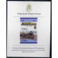 Tuvalu 1985 LOCOMOTIVES  imperf on FORMAT INTERNATIONAL PROOF CARD