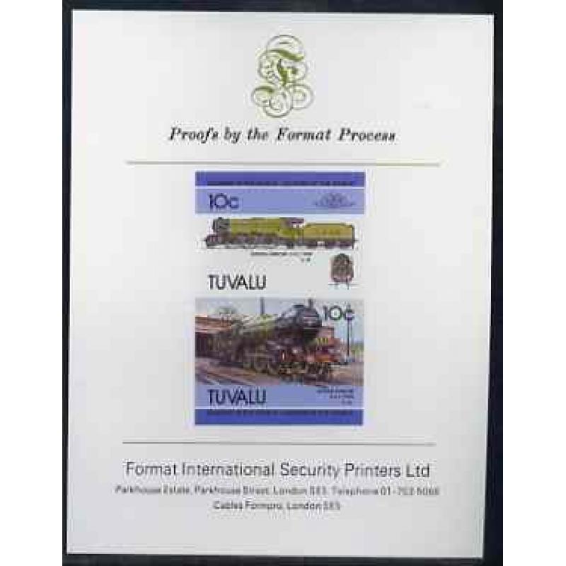 Tuvalu 1985 LOCOMOTIVES  imperf on FORMAT INTERNATIONAL PROOF CARD
